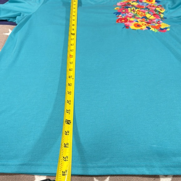 Layerz Collection Floral Embroidered Turquoise Top Women’s Size Medium - Picture 6 of 10